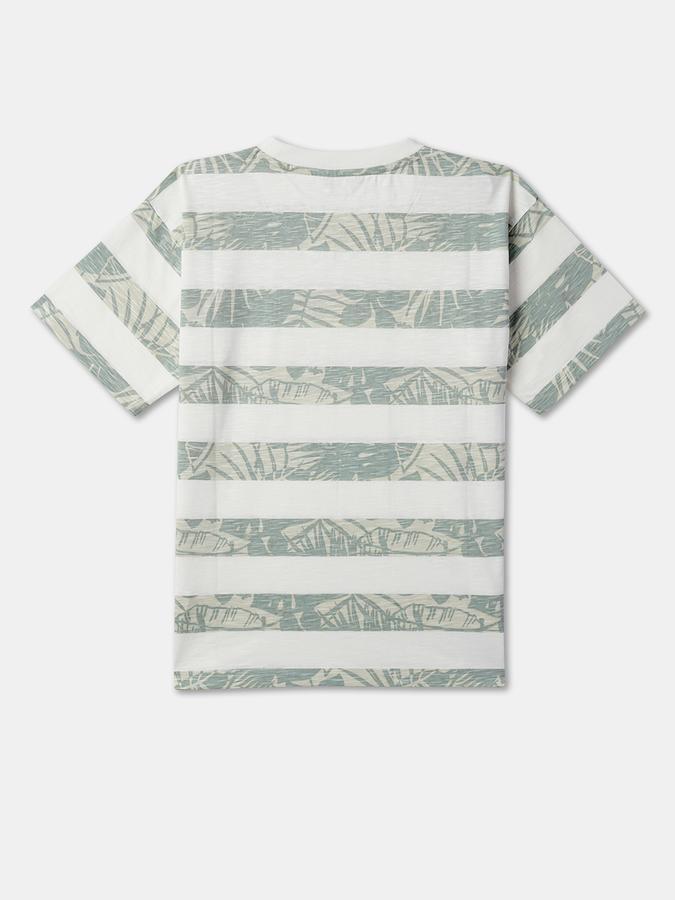 Boys Striped Relaxed Fit Crew-Neck T-Shirt image number 1