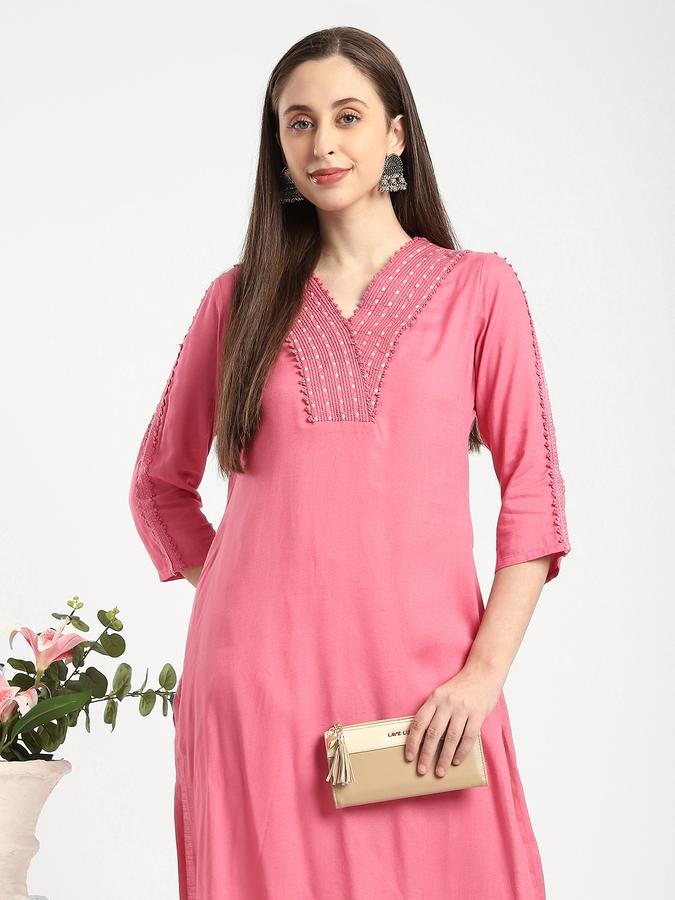 R&B Women's Coral Embellished Kurta