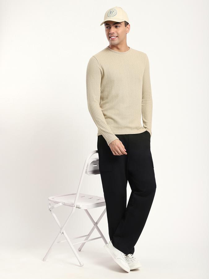 Men Cotton Blend Regular Fit Crew Neck Solid Sweater