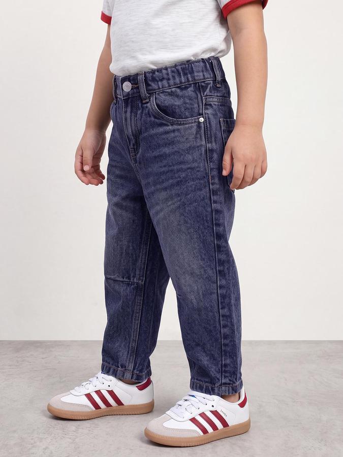 R&B Boys Dark Blue Straight Fit Mid-Rise Denim Jeans