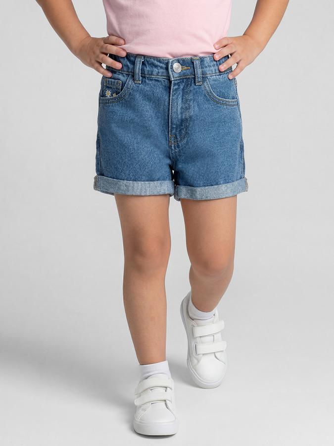 R&B Navy Blue Girls Above Knee Mid-Rise Regular Fit Shorts