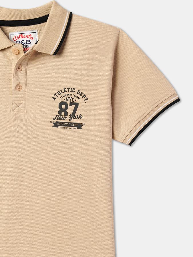 Boys Typographic Print Relaxed Fit Polo T-Shirt image number 2