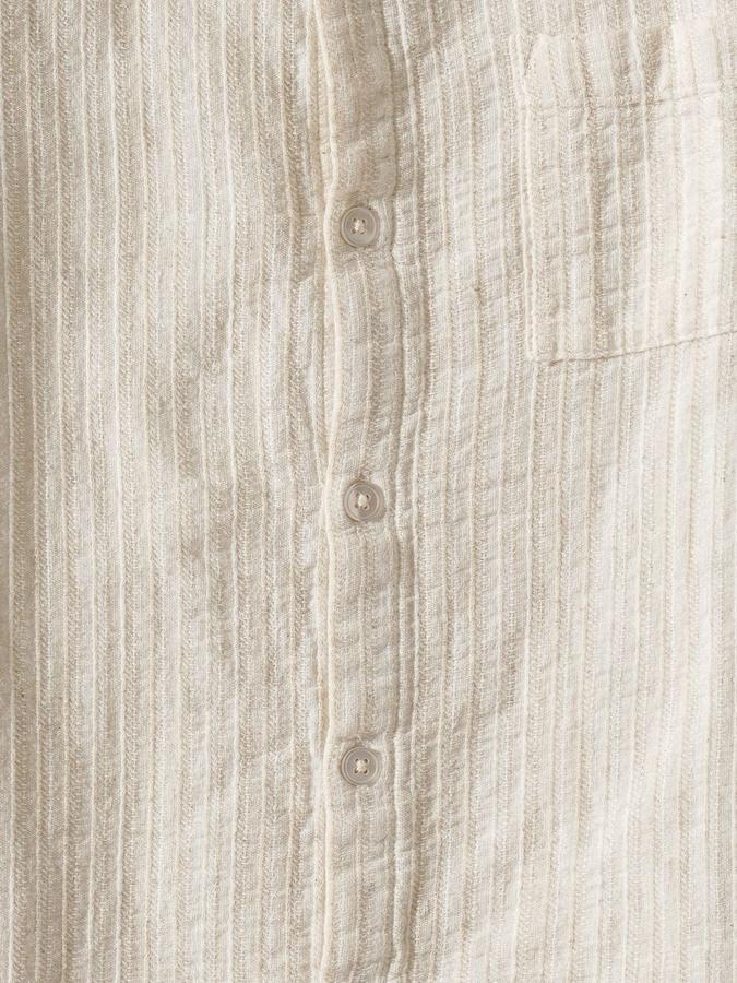 R&B Boys Beige Textured Full Sleeves Mandarin Collar Shirt