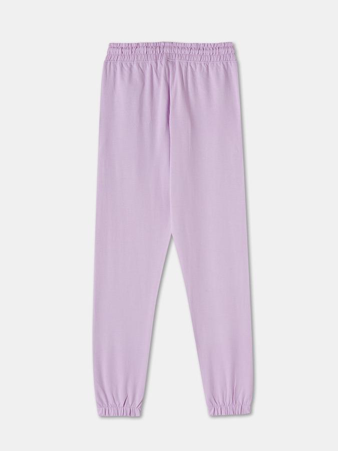 Girls Cotton Tapered Fit Drawstring Waist Cuffed Hem Joggers