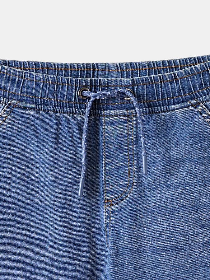 Boys Denim Relaxed Fit Elastic Waist Drawstring Shorts