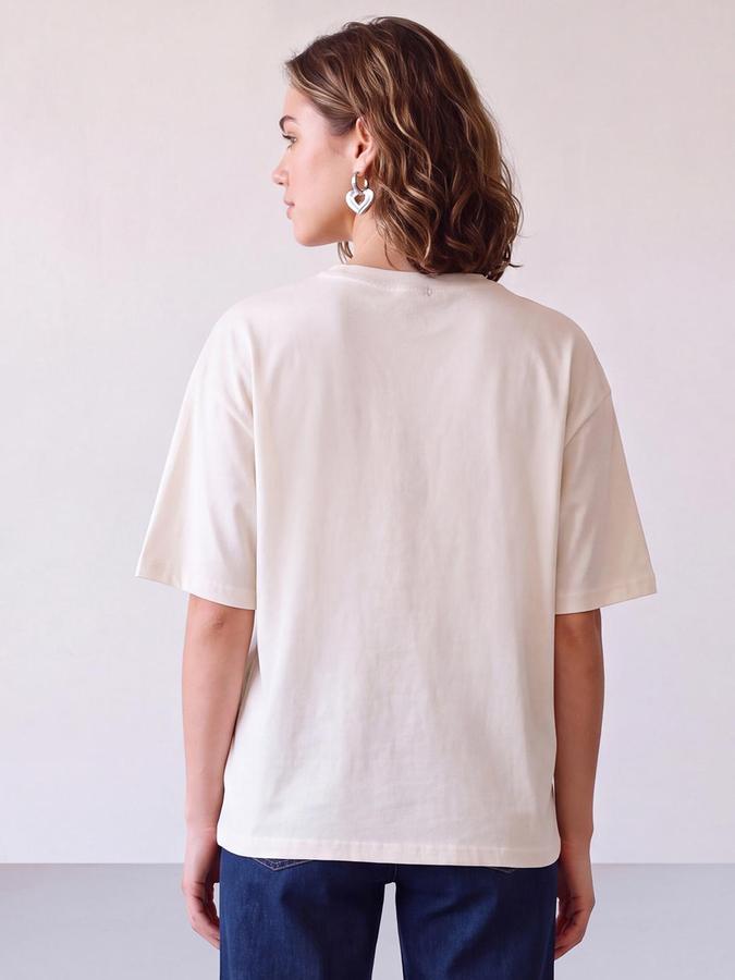 R&B Women Baby Pink Graphic Print Pure Cotton Round Neck Short Sleeves T-Shirt
