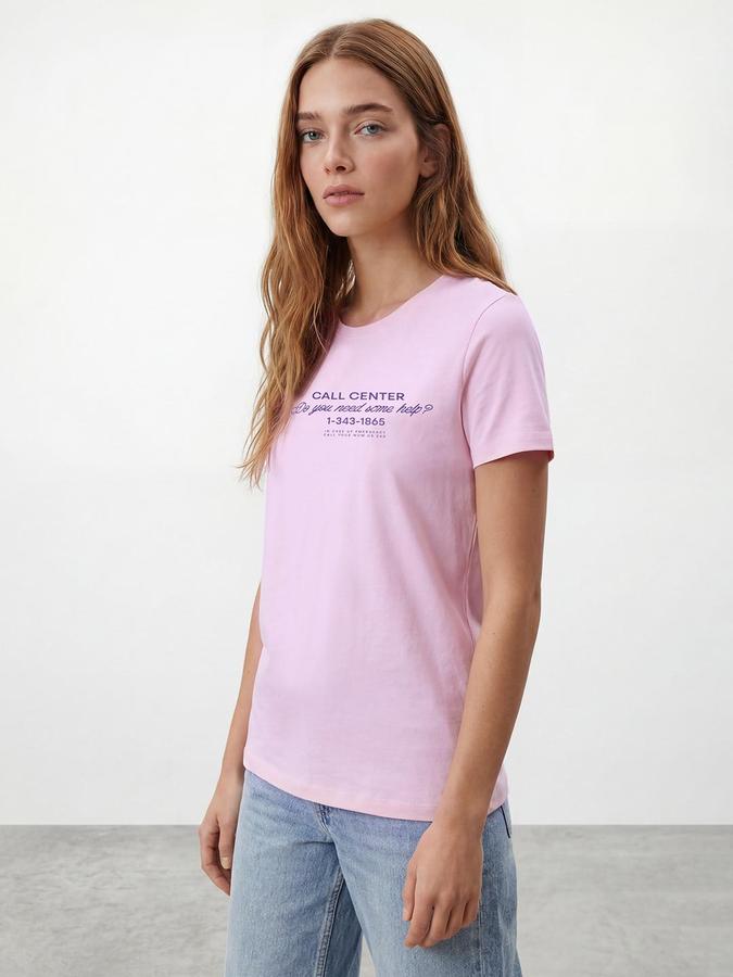 R&B Womens Pastel Pink Typography Printed Round Neck Short Sleeve T-Shirt