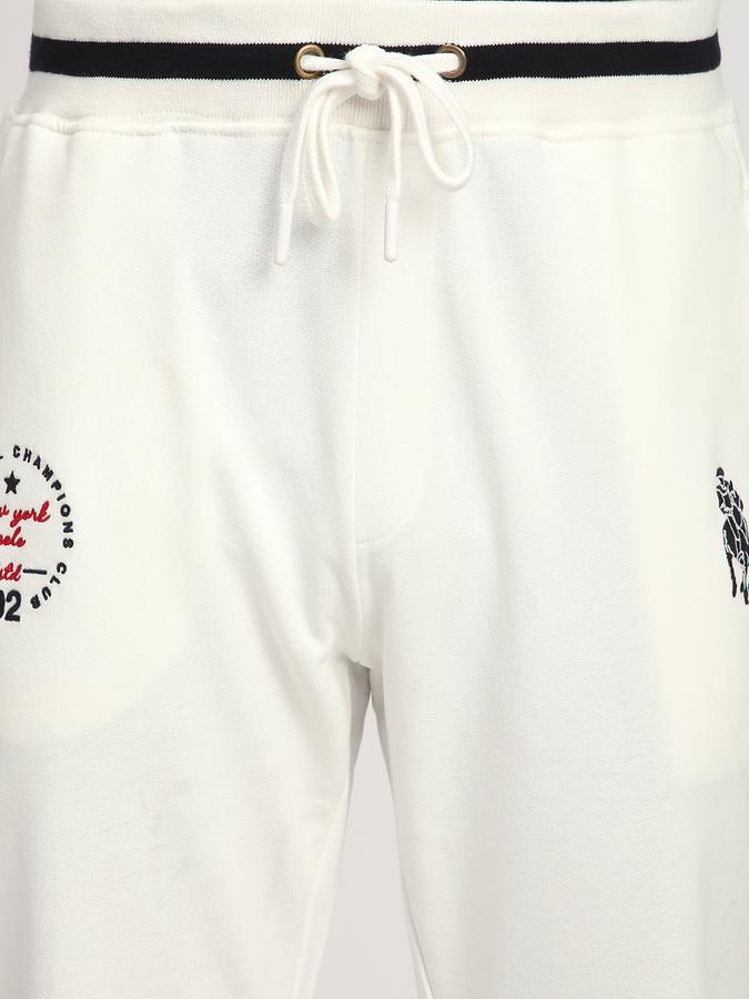 Men Fleece Tapered Fit Drawstring Waist Cuffed Hem Trackpants