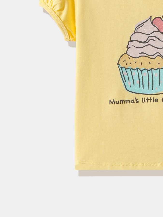 Girls Cotton Regular Fit Crew Neck Graphic T-shirt