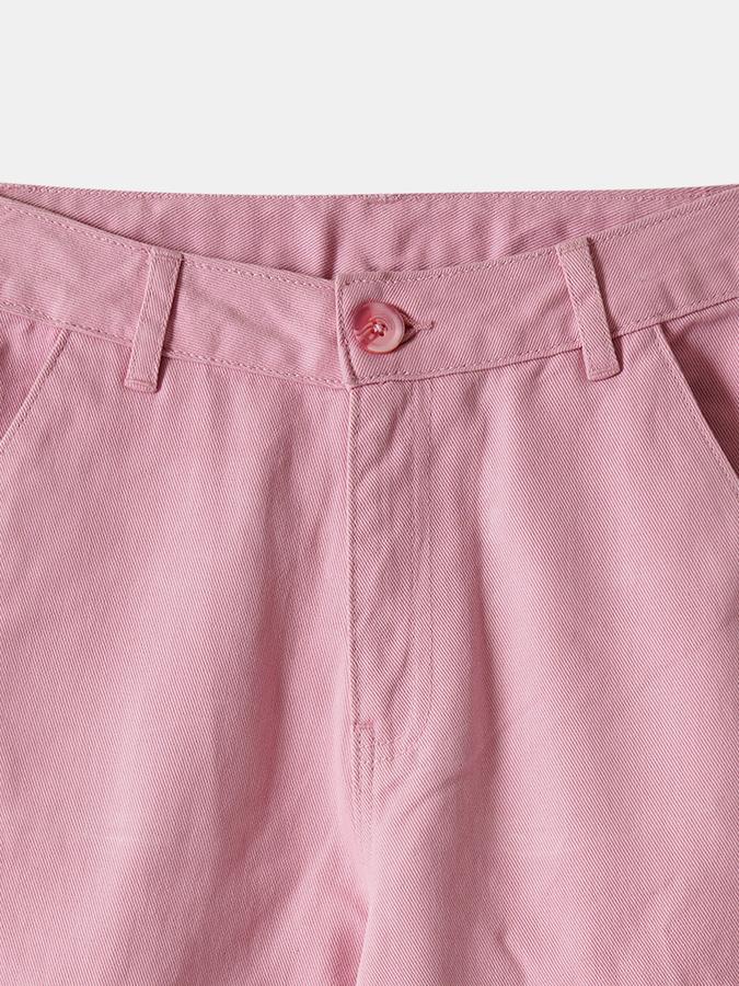 Girls Cotton Regular Fit Button Waist Pockets Pants