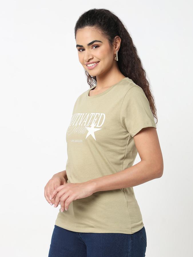 Women Cotton Relaxed Fit Round Neck Graphic T-shirt
