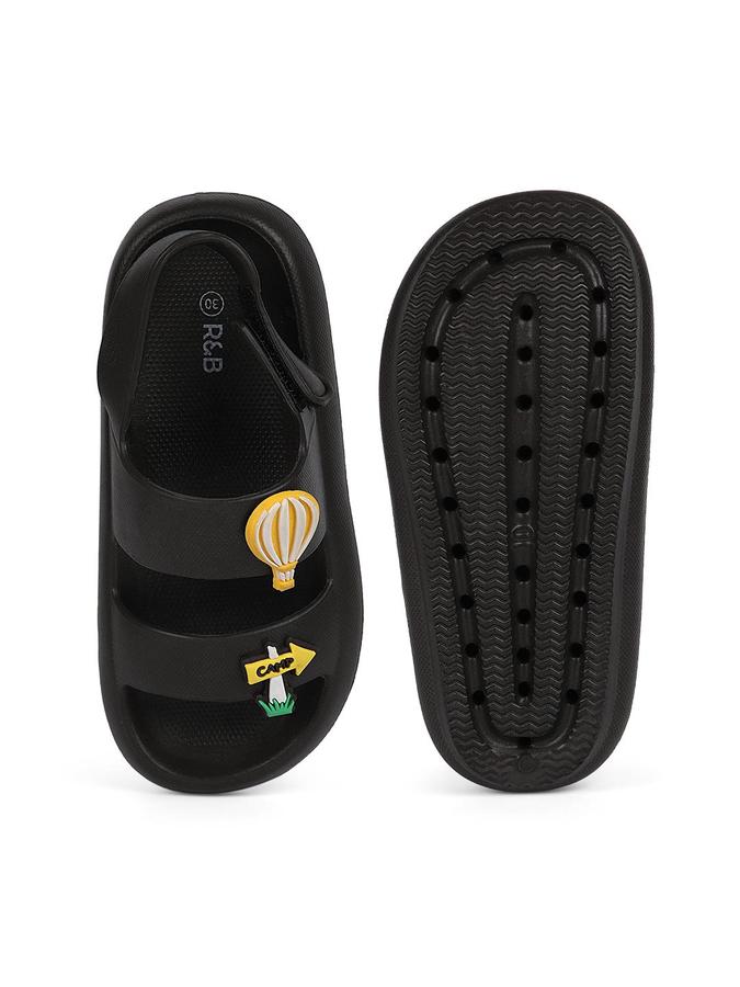 R&B Boys Brown Applique Work Sandal With Velcro Closure