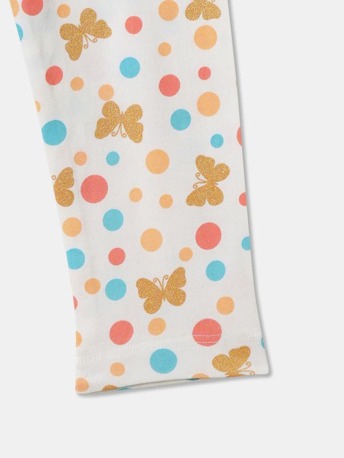 Girls Cotton Skinny Fit Elastic Waist Printed Leggings