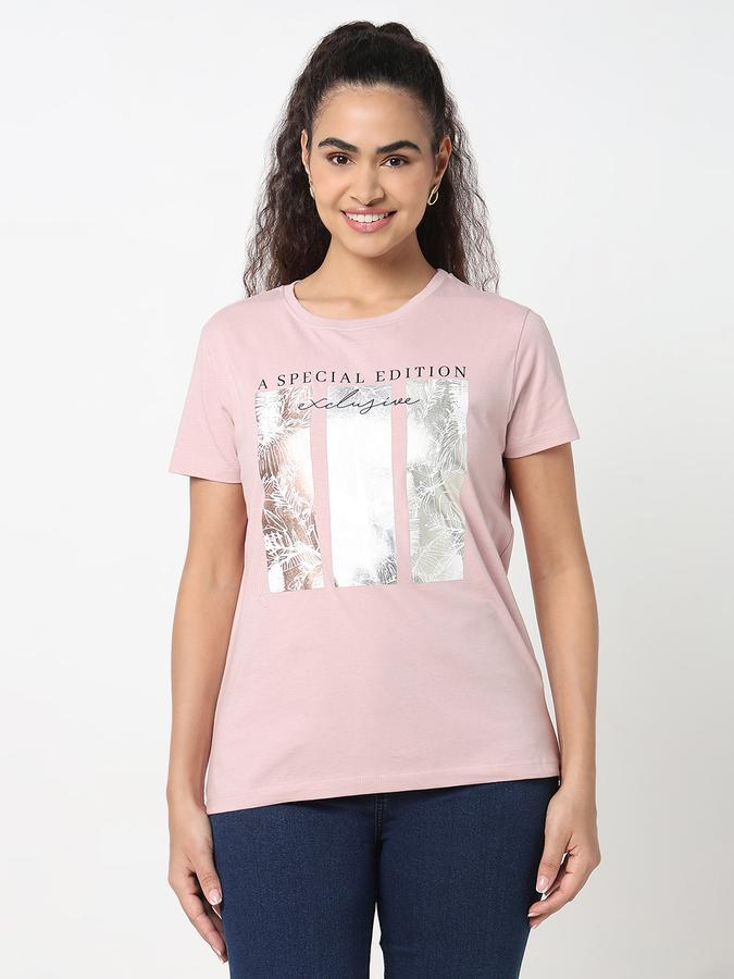 Women Cotton Relaxed Fit Crew Neck Graphic T-shirt