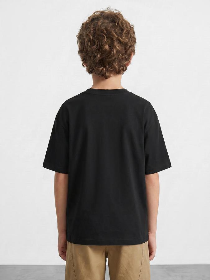 R&B Boys Black Short sleeve Round Neck Urban Edit Typography Graphics Bold Graphic Pure Cotton T-Shirt