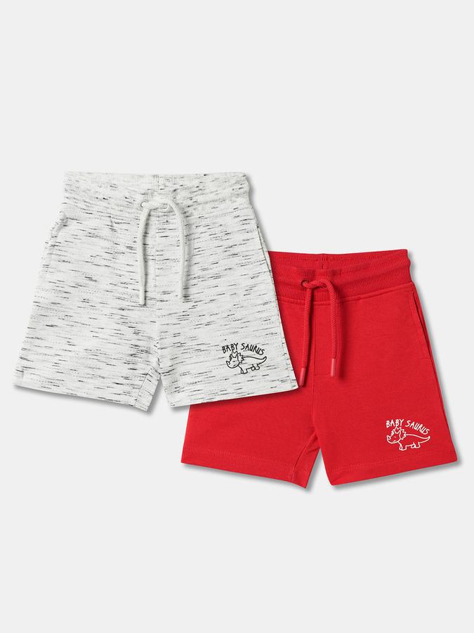 Boys Pack of 2 Typographic Print Regular Fit Shorts