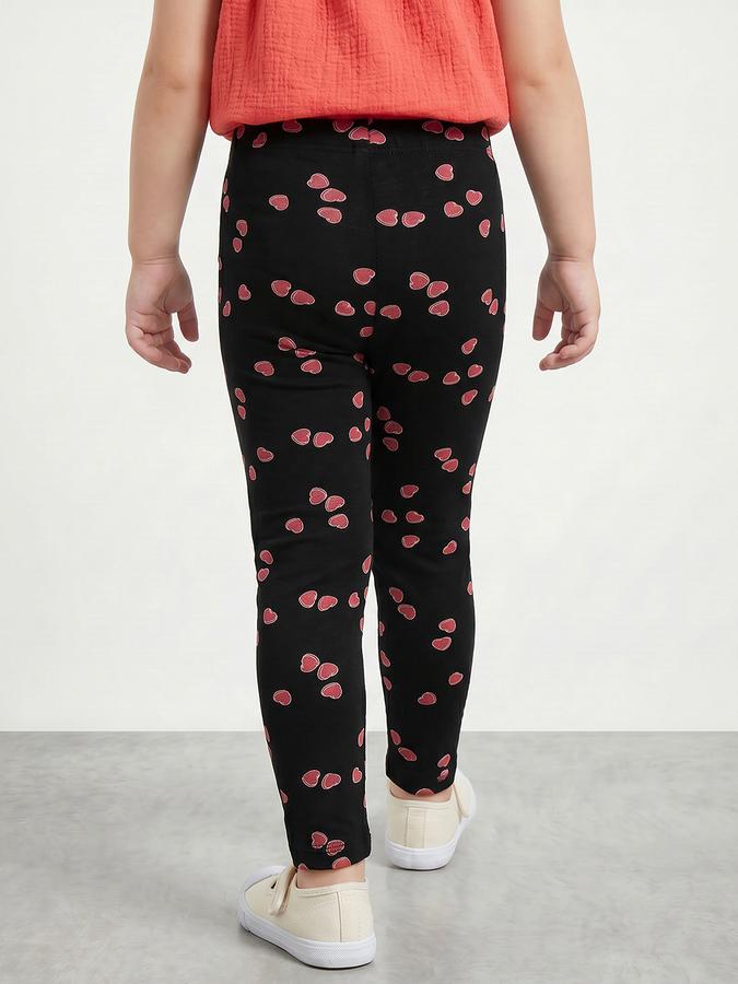 R&B Girl Black Printed Cotton Blend Leggings