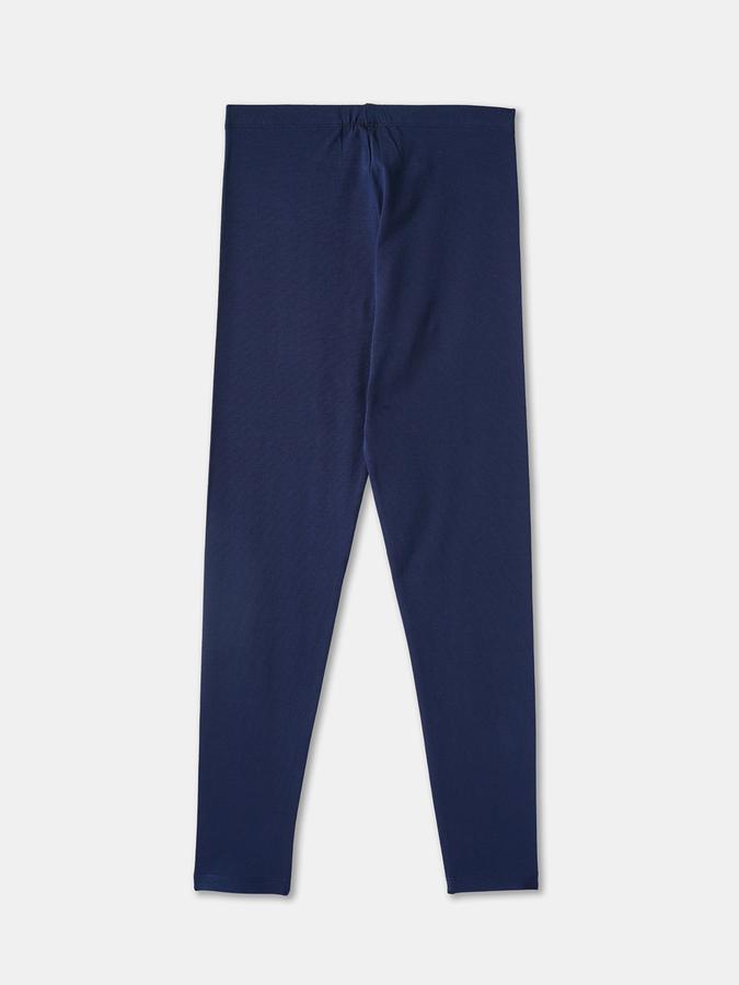 Girls Cotton Blend Skinny Fit Elastic Waist Solid Leggings