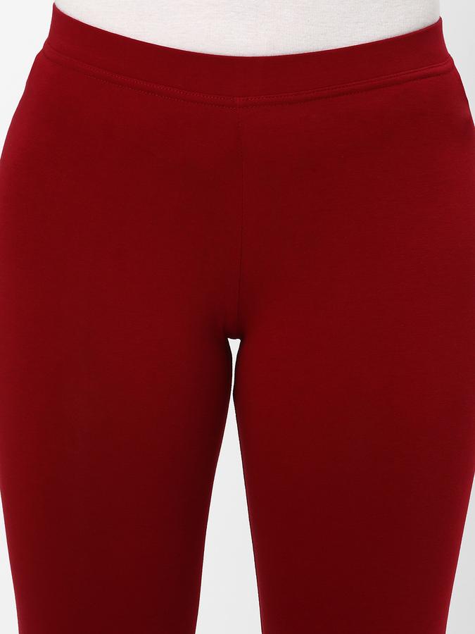 R&B Women's Solid Stretch Ankle Length Knitted Leggings image number 3