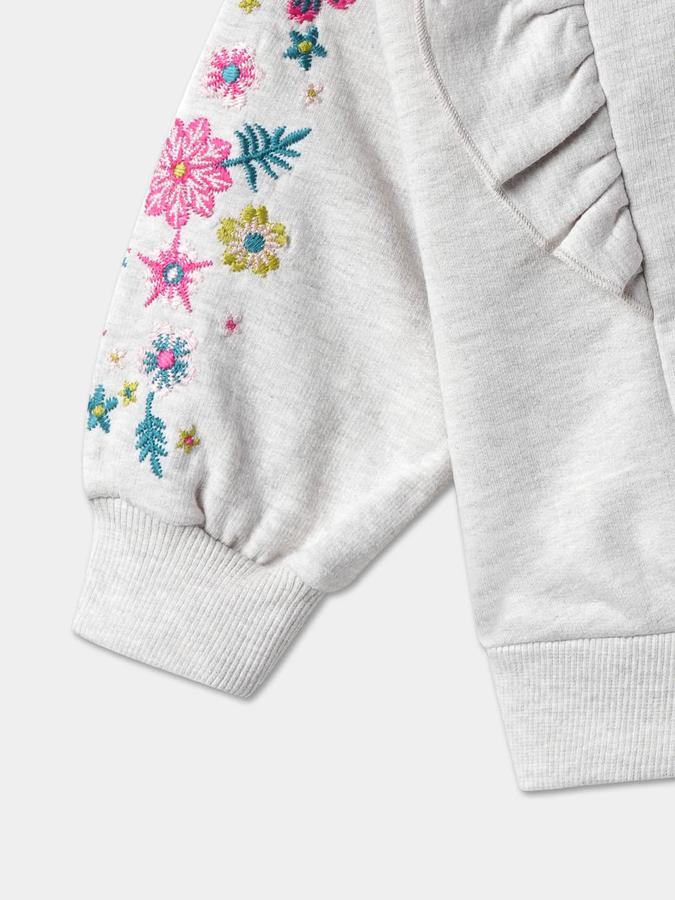 Girls Floral Regular Fit Full Sleeve Crew Neck SweaT-Shirt