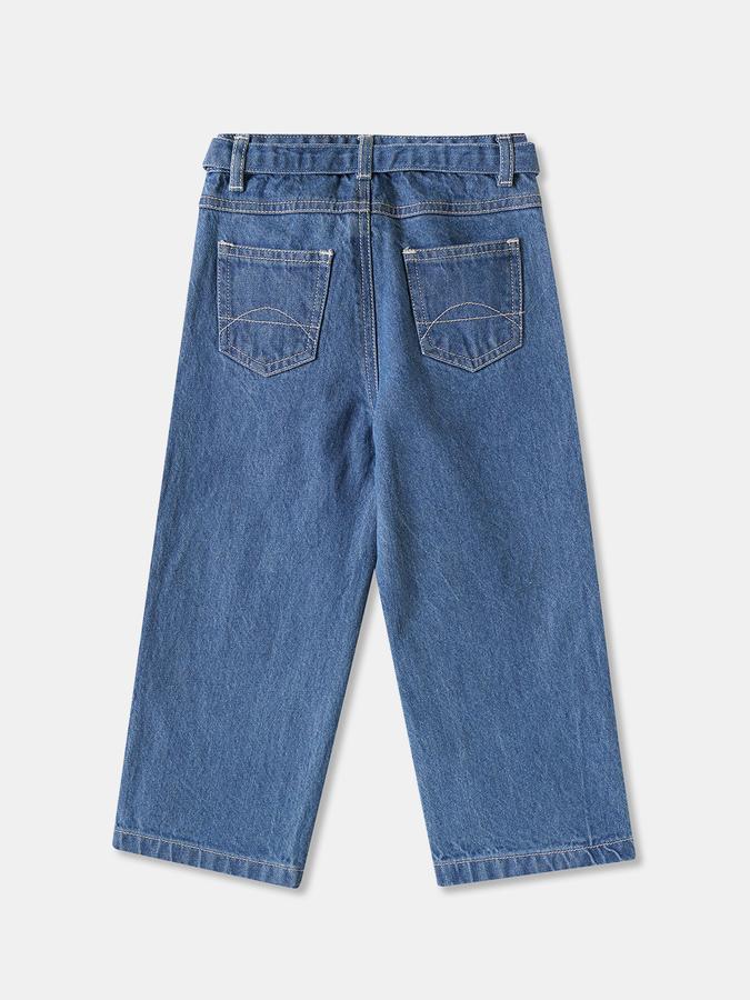 Girls Denim Regular Fit Zip Fly Embroidered Jeans