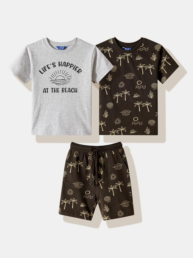 Boys Cotton Graphic T-Shirt And Graphic Print Shorts Set