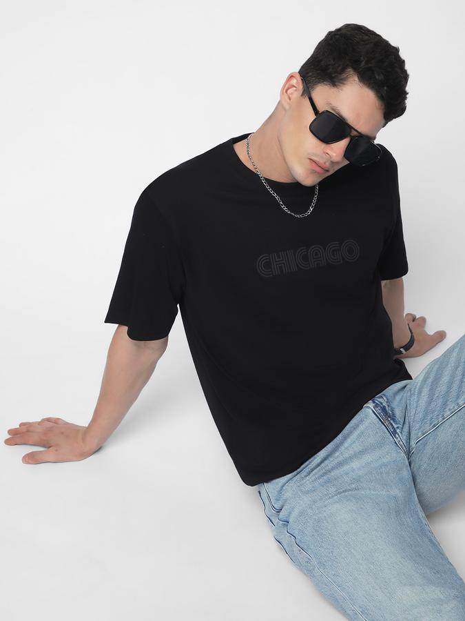 Men Cotton Relaxed Fit Crew Neck Typographic T-shirt