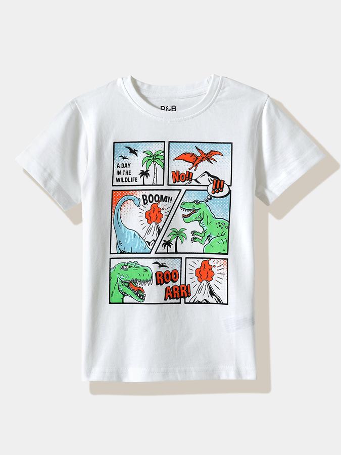 Boys Cotton Regular Fit Crew Neck Graphic T-shirt