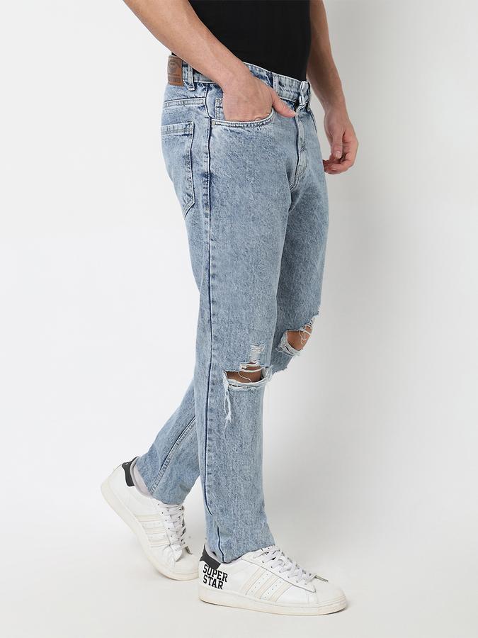 Men Denim Relaxed Fit Mid Rise Acid Wash Jeans