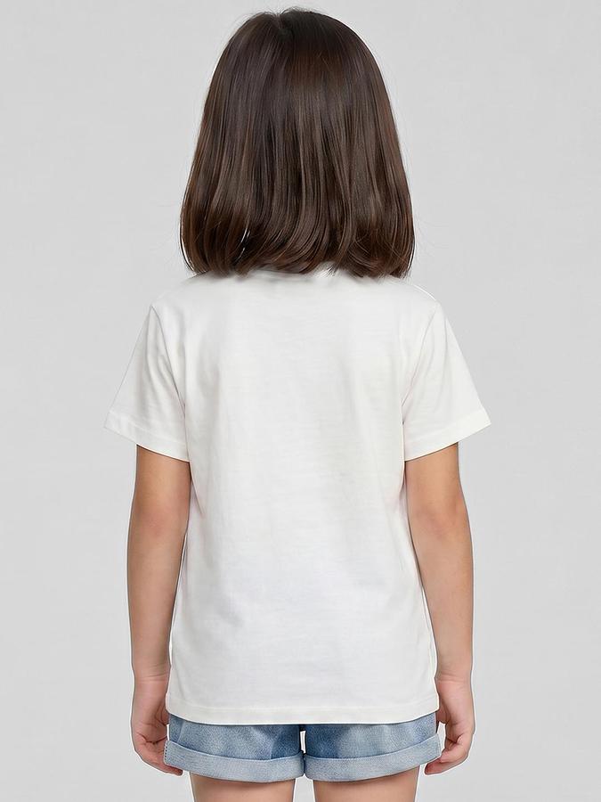 R&B White Girls Printed Short Sleeves Tshirt