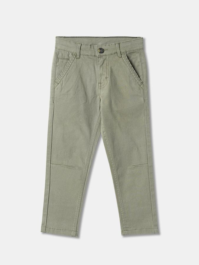Boys Straight Fit Solid Button Closure Trouser