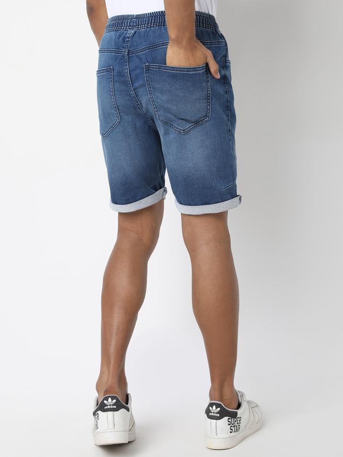 Boys Denim Regular Fit Drawstring Cuffed Hem Shorts