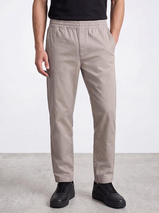 R&B Men Beige Mid Rise Regular Fit Regular Trousers