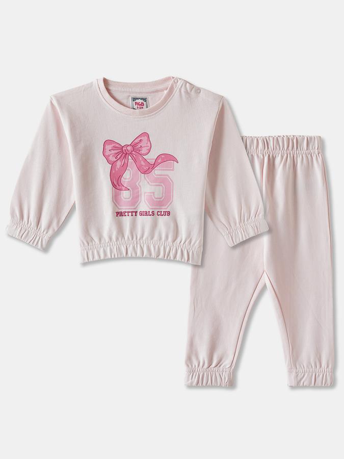 R&B Girls' Pink Printed Co-ord Set