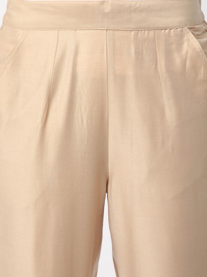 Women Poly Blend Cigarette Elasticated Waist Lace Detail Trousers