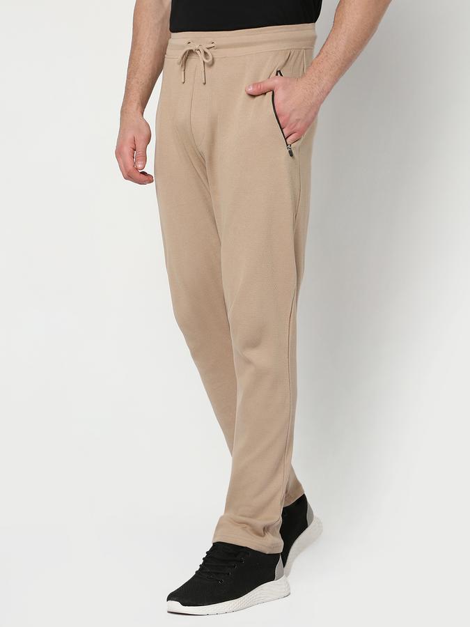 Men Cotton Tapered Fit Drawstring Waist Open Hem Trackpants