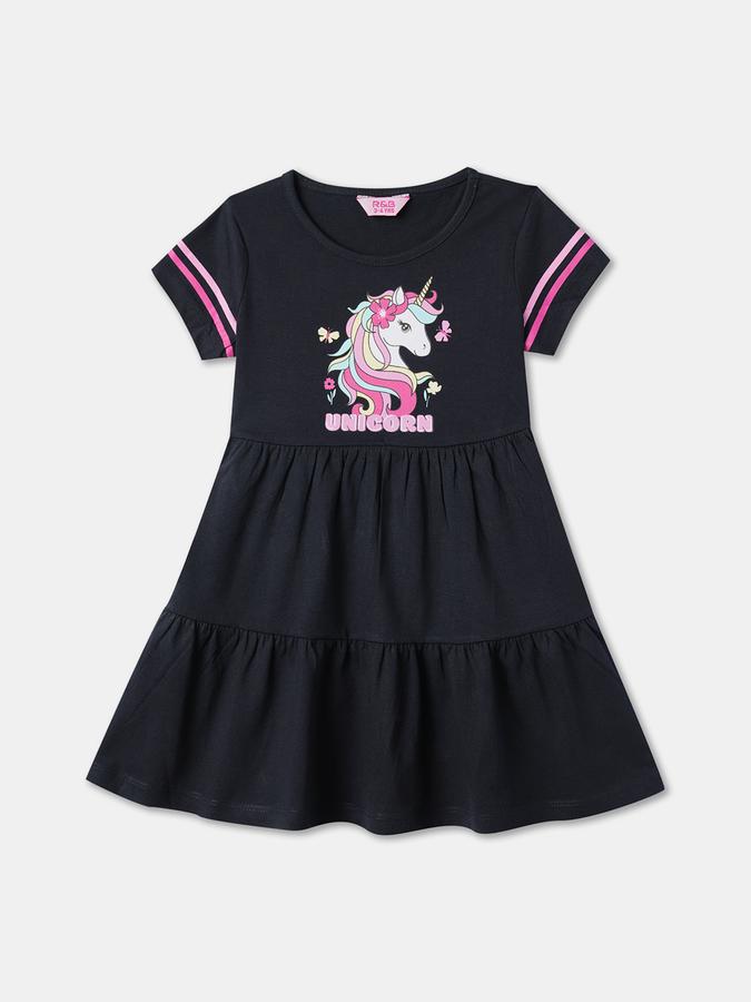 Girls Unicorn Print Fit & Flare Dress