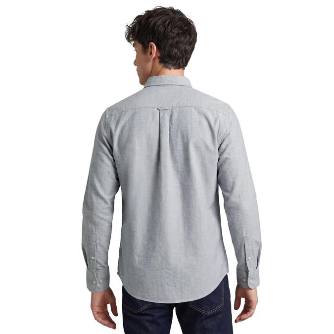 R&B Grey Solid Mens Button-Down Collar Long Sleeves Shirt 