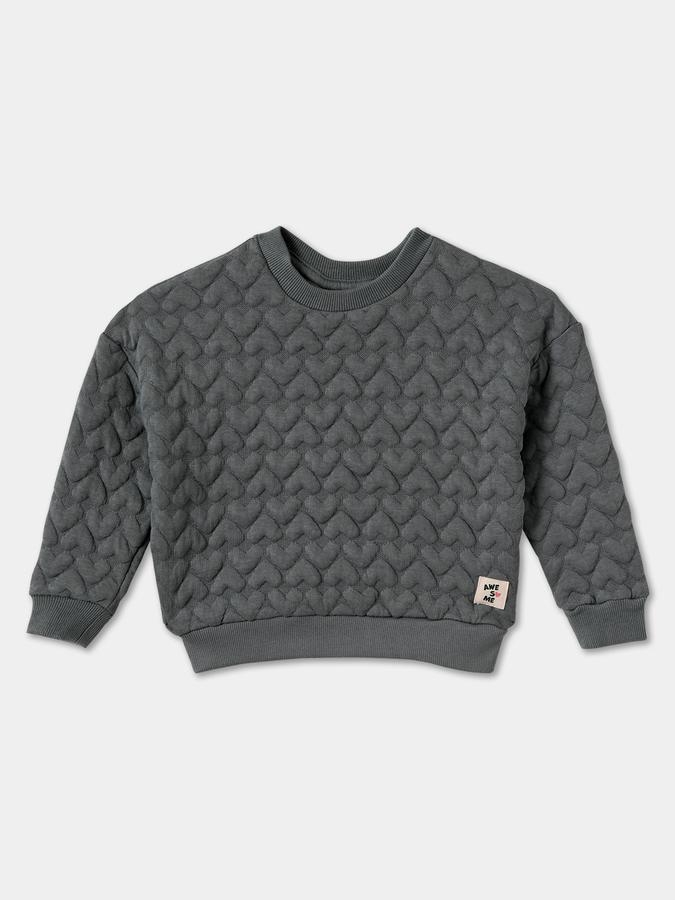 Girls Textured Full Sleeve Knit SweaT-Shirt with Joggers Set