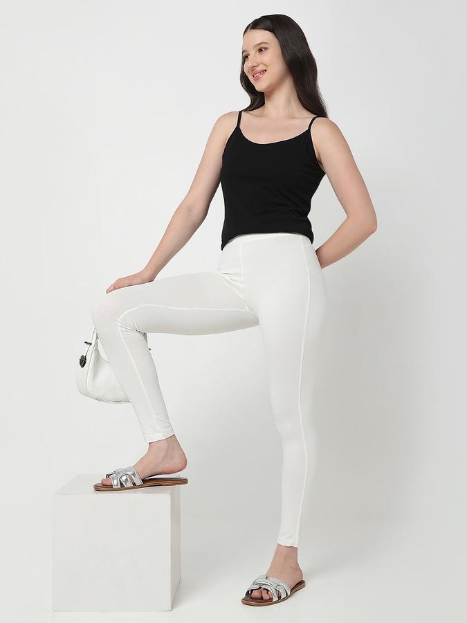 Women Cotton Skinny Fit High Rise Solid Tights