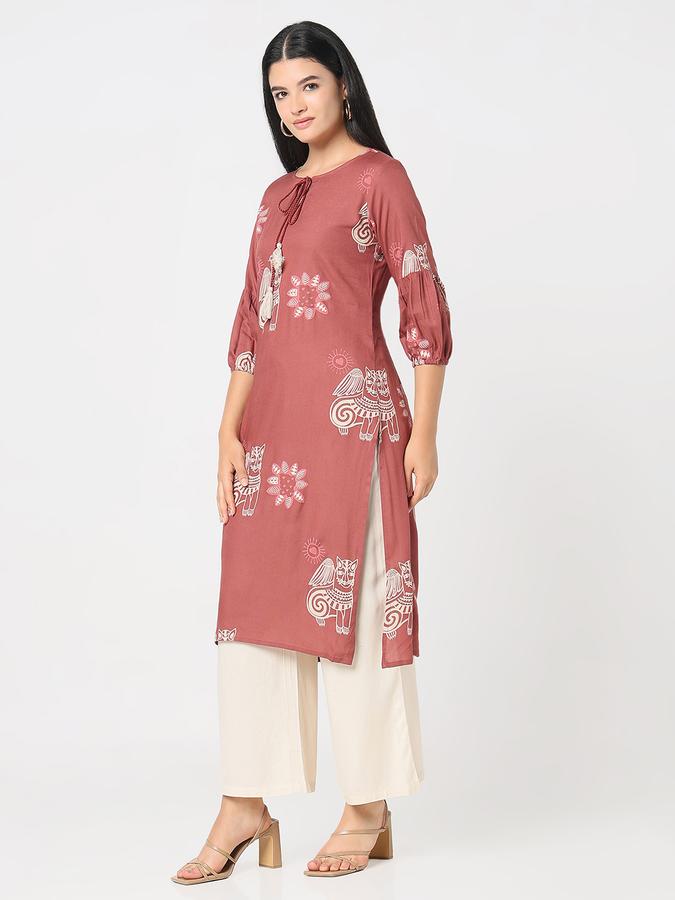 Women Printed Straight Kurta image number 2