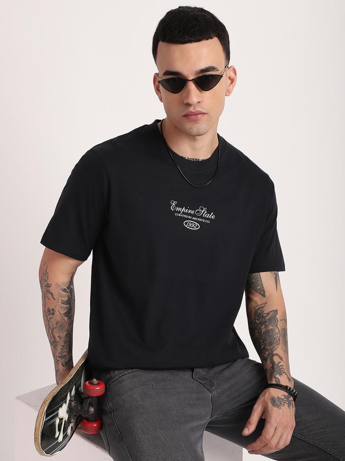 Men Cotton Relaxed Fit Crew Neck Graphic T-shirt