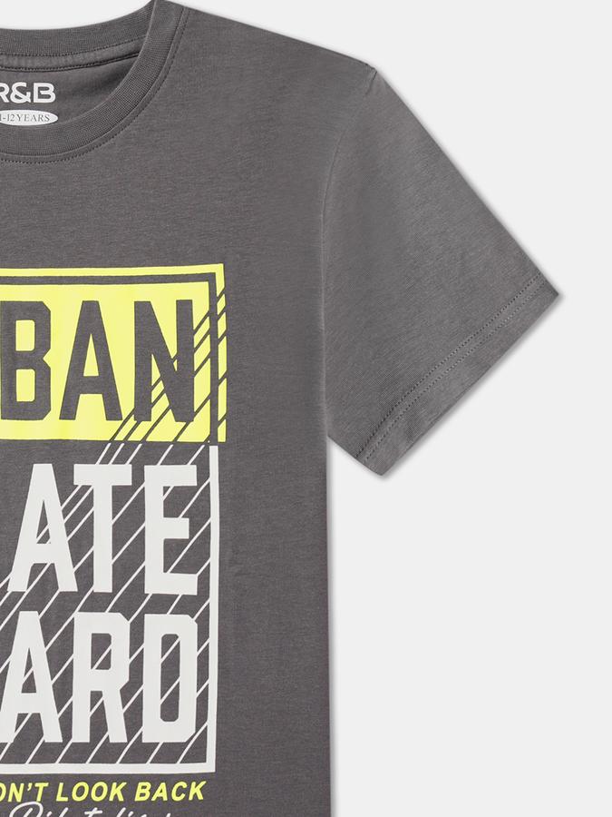 Boys Cotton Relaxed Fit Crew Neck Graphic T-shirt