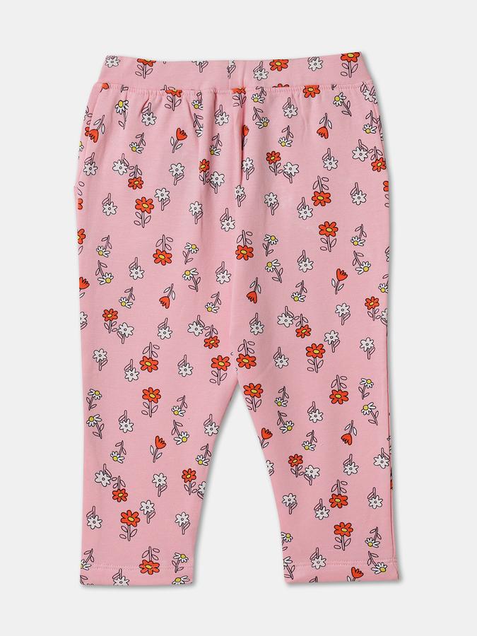 Girls Cotton Blend Regular Fit Elastic Waist Printed Trousers