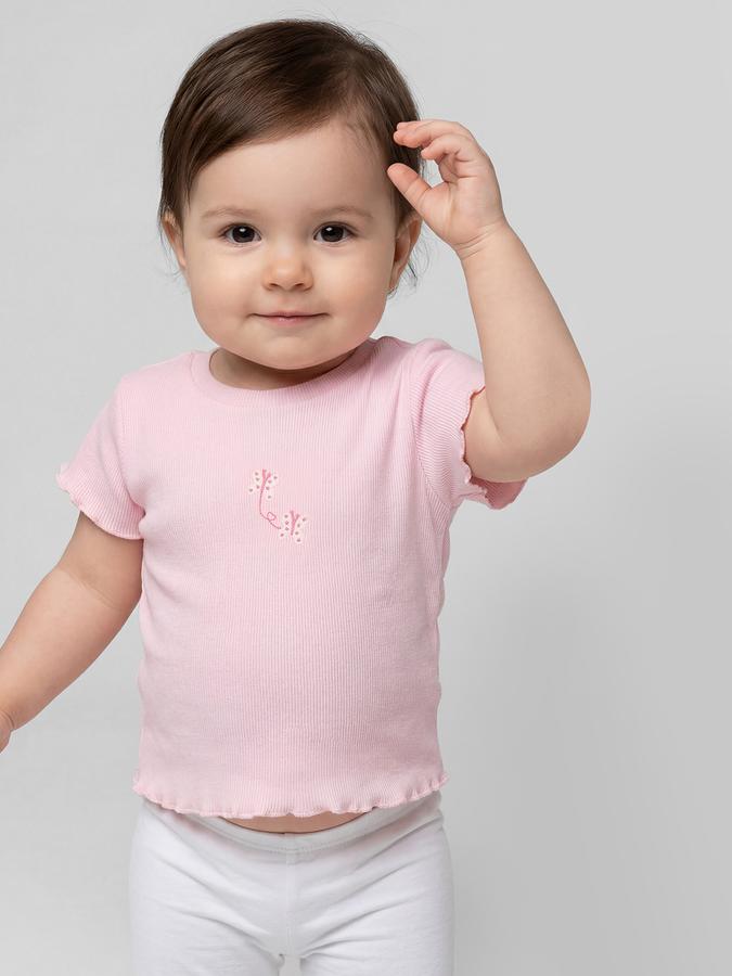 R&B Pink Graphic Print Girls Round Neck Regular Fit Short Sleeves T-Shirt 