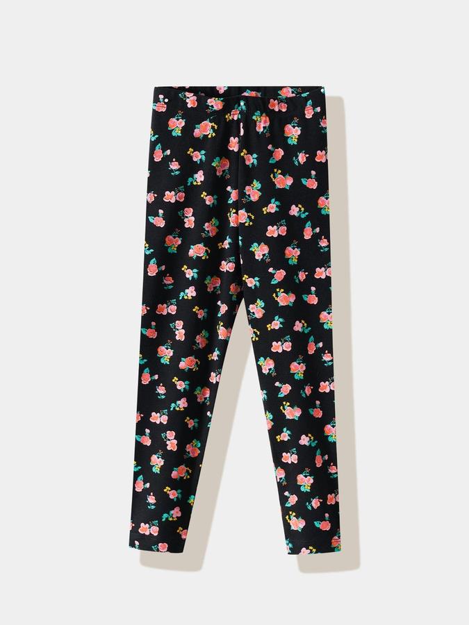 R&B Girls Black Floral Printed Leggings