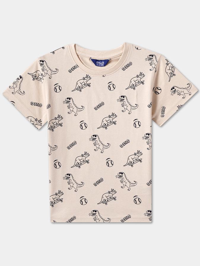 Boys Cotton Relaxed Fit Elastic Waist Graphic Print Pyjama Set