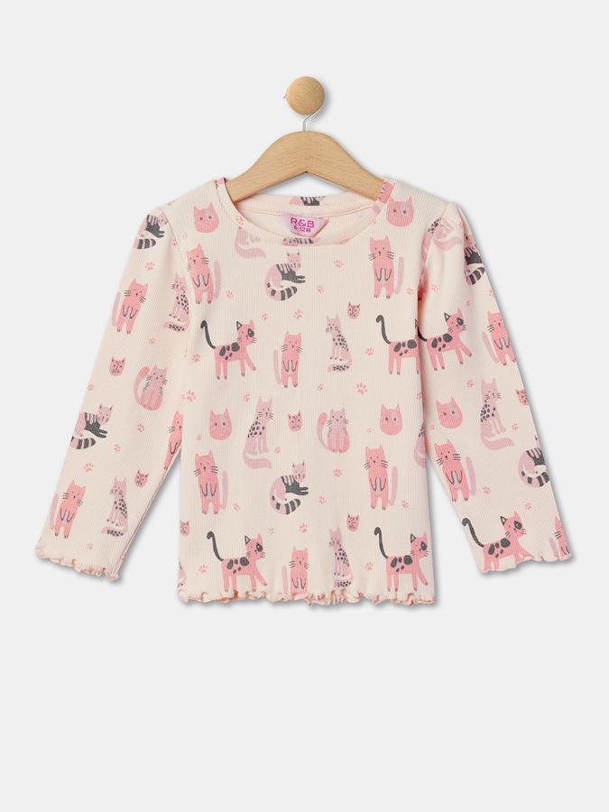 Girls Pack of 2 Regular Fit Round-Neck T-Shirts image number 2