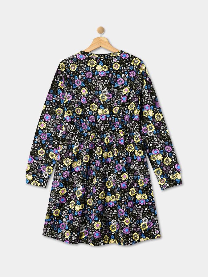 R&B Girls' Black Printed Dress