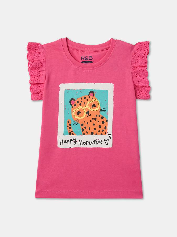 R&B Girl Round-Neck Graphic Print Top